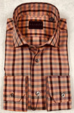 Calder Carmel Melange Twill Exploded Gingham Sport Shirt in Ember