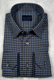 Calder Carmel Melange Twill Gingham Sport Shirt in Indigo