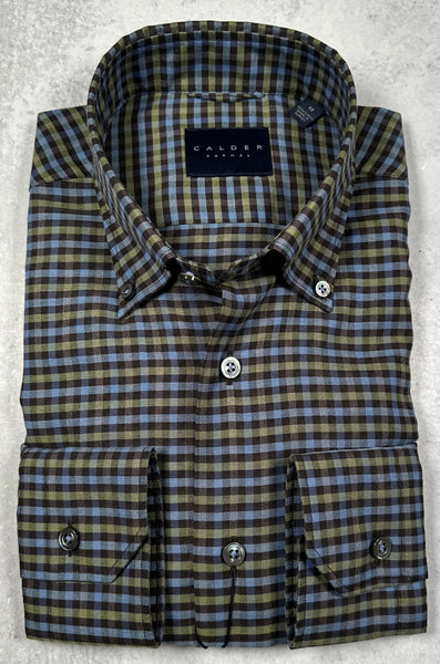 Calder Carmel Melange Twill Gingham Sport Shirt in Apple