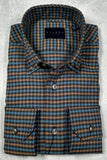 Calder Carmel Melange Twill Gingham Sport Shirt in Turquoise