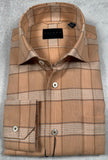 Calder Carmel Melange Herringbone Brushed Twill Windowpane Sport Shirt in Salmon