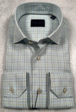 Calder Carmel Luxury 100's Melange Peached Twill Tattersall Sport Shirt in Sage