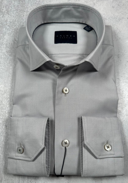 Calder Carmel Luxury 120's Micro Dobby Parque Solid Sport Shirt in Silver