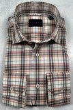 Calder Carmel Luxury 120's 2Ply Twill Plaid Windowpane Sport Shirt in Ember