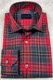 Calder Carmel Melange Twill Exploded Tartan Sport Shirt in Claret