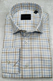 Calder Carmel Luxury Melange Twill Check Sport Shirt in Fog