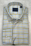 Calder Carmel Luxury Melange Twill Check Sport Shirt in Olive