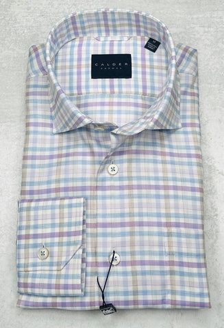 Calder Carmel Luxury Melange Twill Check Sport Shirt in Lilac