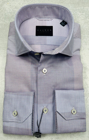 Calder Carmel Luxury Melange Poplin Check Sport Shirt in Lilac