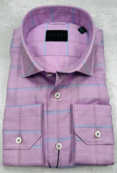 Calder Carmel Luxury Melange Twill Check Sport Shirt in Lilac