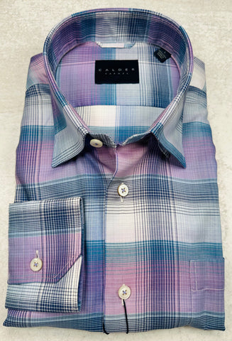 Calder Carmel Luxury Melange Twill Check Sport Shirt in Lilac