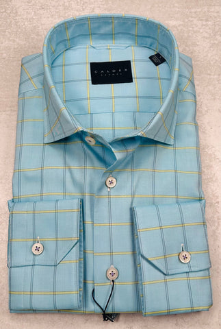 Calder Carmel Luxury Panama Oxford Sport Shirt in Turquoise