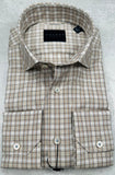 Calder Carmel Luxury Panama Oxford Check Sport Shirt in Sand