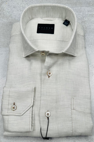 Calder Carmel Luxury Linen Cotton Twill Sport Shirt in Fog