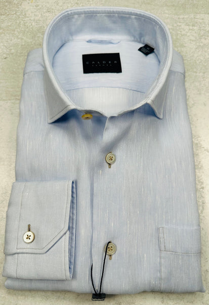 Calder Carmel Luxury Linen Cotton Twill Sport Shirt in Sky Blue