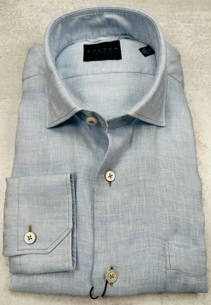 Calder Carmel Luxury Linen Cotton Twill Sport Shirt in Chambray