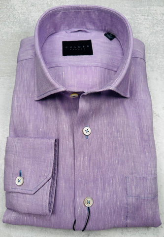 Calder Carmel Luxury Linen Cotton Twill Sport Shirt in Lilac