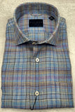 Calder Carmel Luxury Linen Madras Plaid Sport Shirt in Lavender