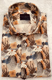 Calder Carmel Luxury Italian Printed Linen Sport Shirt in Toffee