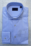 Calder Carmel Luxe Poplin Bengal Stripe Sport Shirt in Sky Blue