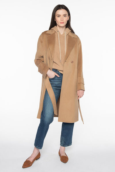 Kinross Cashmere Notch Collar Belted Coat