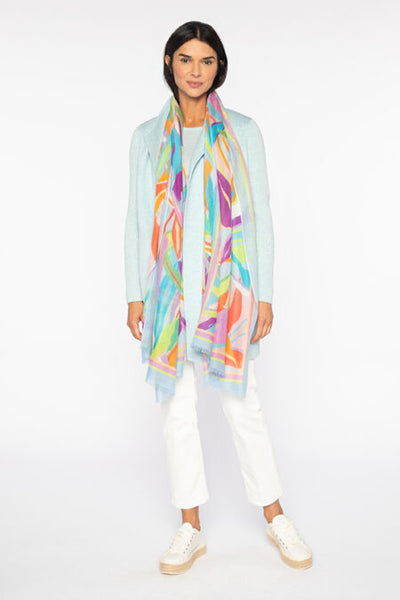 Kinross Cashmere Palm Print Scarf - Freesia