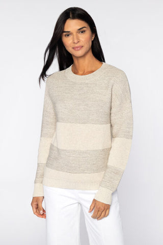 Kinross Cashmere Lurex Stripe Crew