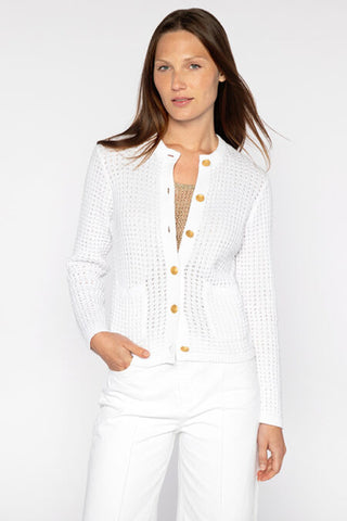 Kinross Cashmere Textured Button Cardigan