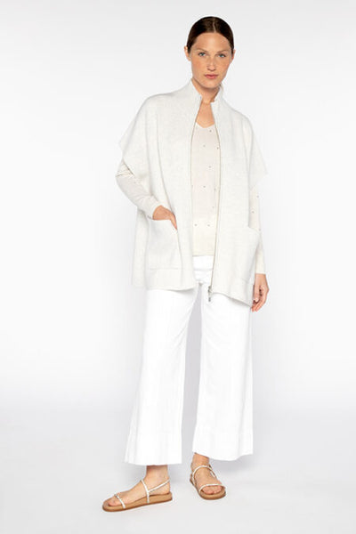 Kinross Cashmere Slvless Zip Mock Cardigan