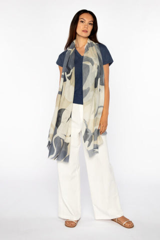 Kinross Cashmere Abstract Shadows Print Scarf