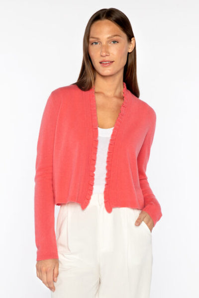 Kinross Cashmere Ruffle Trim Cardigan