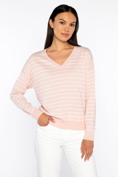 Kinross Cashmere Easy Stripe Vee