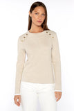 Kinross Cashmere Tipped Button Rib Crew