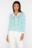 Kinross Cashmere Stripe Lace Up Crew