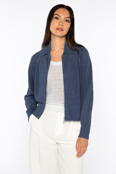 Kinross Cashmere Crop Zip Cardigan