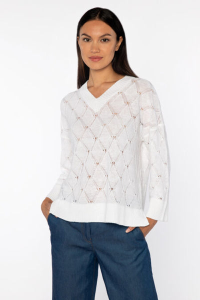 Kinross Cashmere Openwork Easy Vee