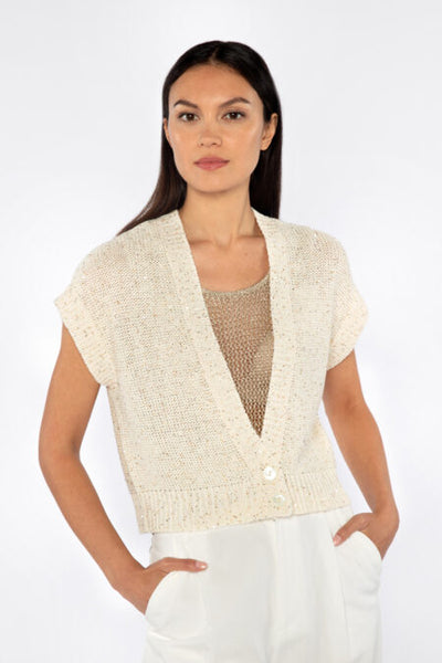 Kinross Cashmere Sequin Cap Sleeve Cardigan