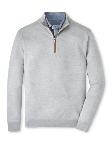 Peter Millar Autumn Crest Suede Trim Quarter-Zip in Platinum