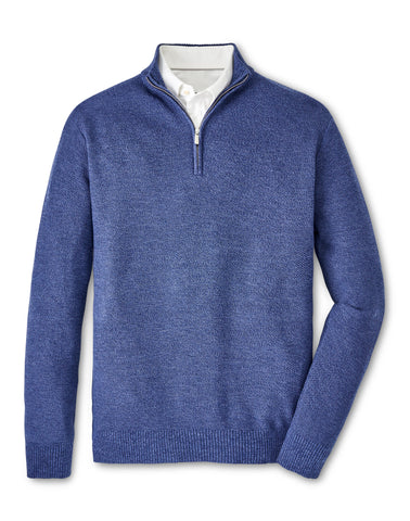 Peter Millar Nevis Twisted Quarter-Zip in Ocean Blue