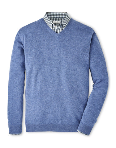 Peter Millar Crown Heritage Cashmere V-Neck Sweater in Astral Blue