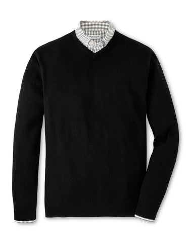 Peter Millar Crown Heritage Cashmere V-Neck Sweater in Black