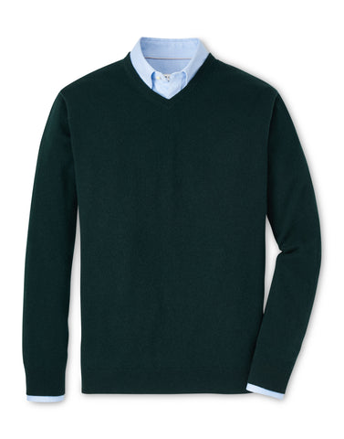 Peter Millar Crown Heritage Cashmere V-Neck Sweater in Balsam