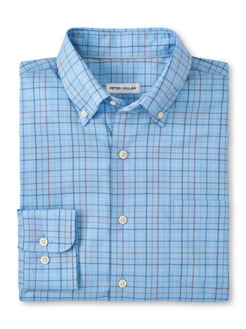 Peter Millar Sydney Crown Lite Cotton-Stretch Sport Shirt in Cottage Blue