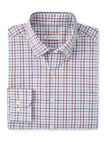 Peter Millar Calgary Crown Lite Cotton-Stretch Sport Shirt in Burnt Orange