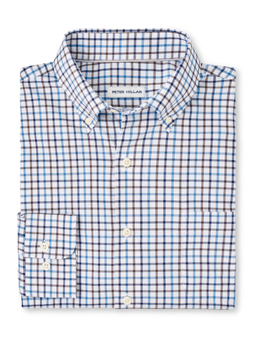 Peter Millar Calgary Crown Lite Cotton-Stretch Sport Shirt in Regatta Blue