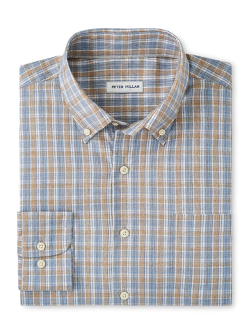 Peter Millar Powell Crown Lite Cotton-Stretch Sport Shirt in British Tan