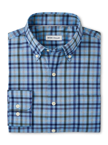 Peter Millar Chambly Crown Lite Cotton-Stretch Sport Shirt in Cottage Blue