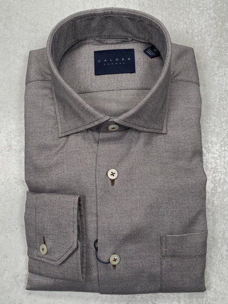 Calder Carmel Ultimate Luxe Oxford Solid Sports Shirt in Smoke