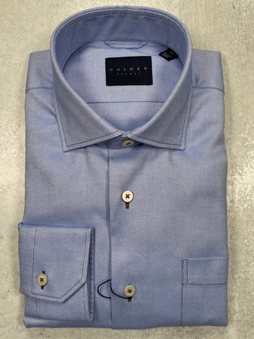 Calder Carmel Ultimate Luxe Oxford Solid Sports Shirt in Cadet