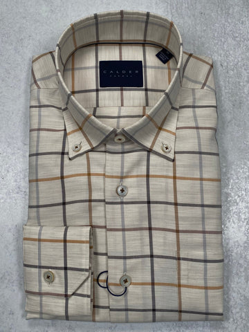 Calder Carmel Luxe Peached Flannel Twill Sports Shirt in Sand